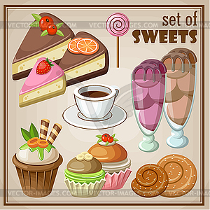 Набор сладостей - векторное изображение EPS