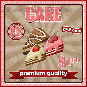 Vintage cake poster - vector EPS clipart