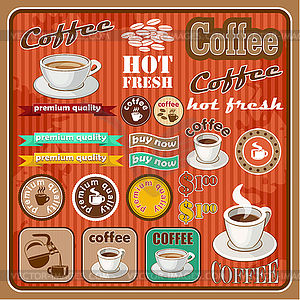 Vintage coffee and tea set icon - vector clipart