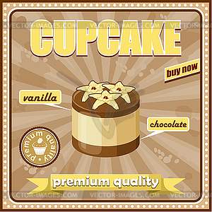 Vintage cupcake poster - vector clipart