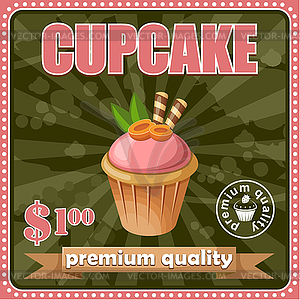 Vintage cupcake poster - vector clipart