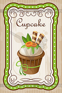 Vintage cupcake poster - vector clip art