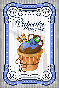 Vintage cupcake poster - vector clipart