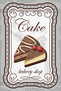 Vintage cake poster - vector image