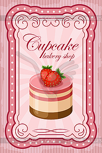 Vintage cupcake poster - vector clip art