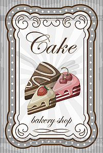 Vintage cake poster - vector clip art