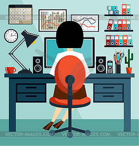 Business Woman in style flat design - vector clipart