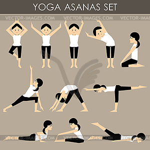 Yoga asanas set - vector clipart