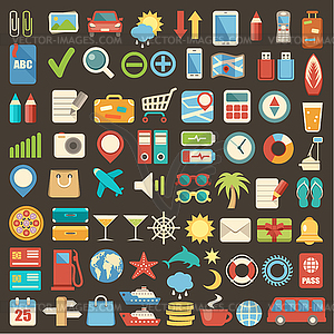 Flat icons set - vector clipart