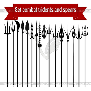 Set combat tridents and spears . V - color vector clipart