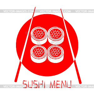 Red logo of Japanese restaurant, sushi with red - vector clip art