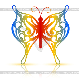 Butterfly cut out of paper with lacy wings on - vector clipart