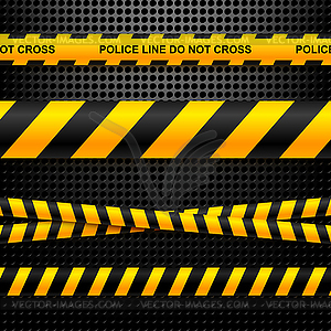 Set of ribbons police lines on black background - vector clipart