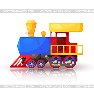 Красный синий поезд с тенью и отражением. - изображение в векторе