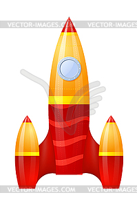 Красно-желтая ракета. Мультяшный - изображение в векторном формате