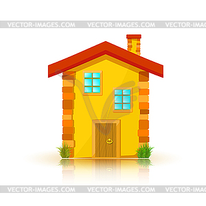 House with red roof . Cartoon. Vecto - vector image