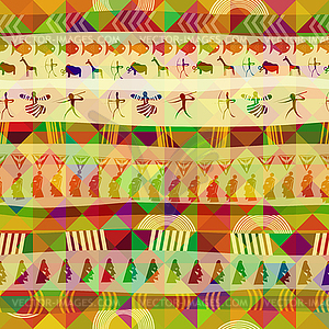 Abstract African seamless texture of triangles. - vector clip art