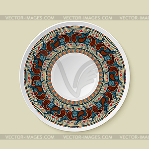 Круглый племени орнаментом. Шаблон показано на керамические - векторизованное изображение клипарта
