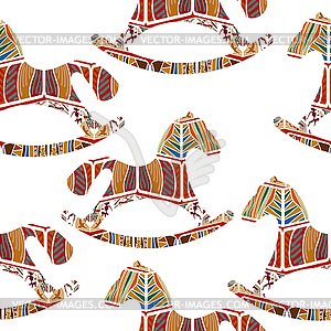 Seamless pattern with rocking horses - vector clip art