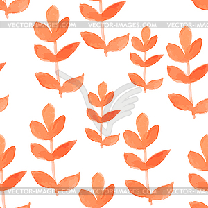Watercolor red leaf seamless pattern - vector clipart / vector image