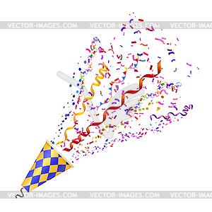 Exploding poppers with confetti . Ve - vector image