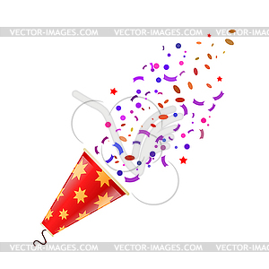 Exploding color poppers with confetti - vector clipart