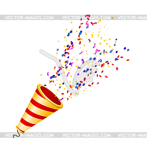 Взрыв полноцветный попперс с конфетти назад - клипарт в векторном формате