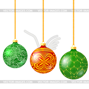 Hristmas balls with decoration made of snowflakes - vector clipart