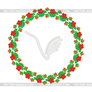 Round floral design element of leaves and berries. - vector image