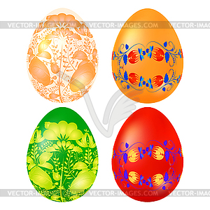 Set color Easter egg with elements of traditional - vector clipart