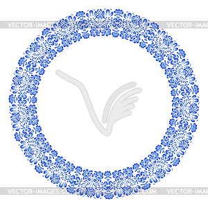 Floral frame in Gzhel style  - vector image