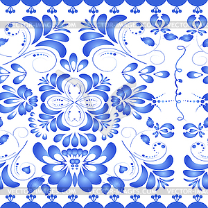 Seamless texture with blue floral ornament. Gzhel - royalty-free vector image