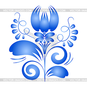 Design element blue flower . Gzhel - vector image