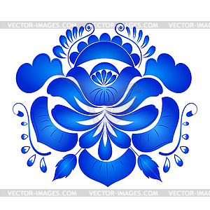 Element of floral ornament style Gzhel - vector clipart