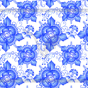 Seamless floral texture. Flowers Gzhel.  - vector clip art