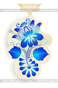 Blue floral ornament design element in Gzhel style - vector clipart / vector image