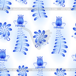 Seamless background with blue abstract floral - vector clipart