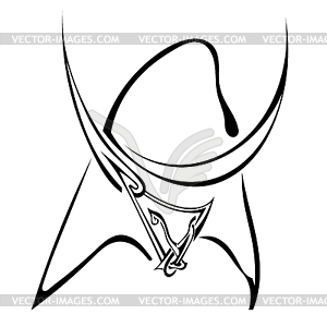 Single black silhouette of bull with ring in nostril - vector clipart