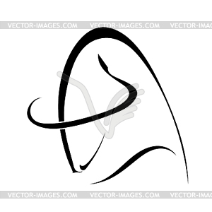 Simple black silhouette of bull in profile b - vector clip art