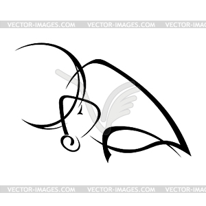 Black silhouette of horned bull on white - vector clipart / vector image