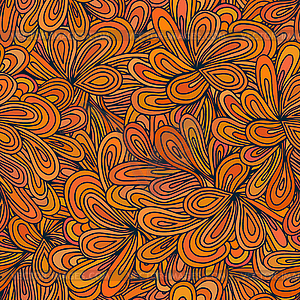Orange seamless texture with flowers.  - vector image