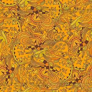 Seamless texture of orange flowers in simple - vector image