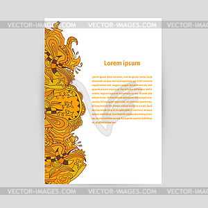 Flyer with orange floral ornament.  - vector clipart