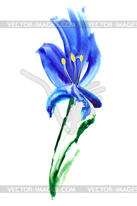 Watercolor iris . Artistic - vector clip art