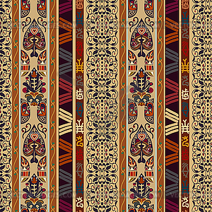 Seamless ethnic pattern with abstract flowers - vector clip art