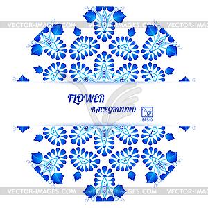 Banner with floral ornament in Gzhel style.  - vector image