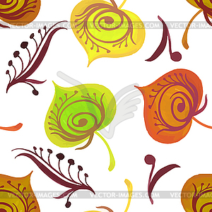 Seamless texture with autumn leaves and flowers. - vector clip art