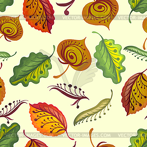 Bright seamless texture with colorful autumn - vector image