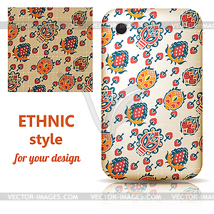 Set of seamless texture and phone cover decorated i - vector clipart