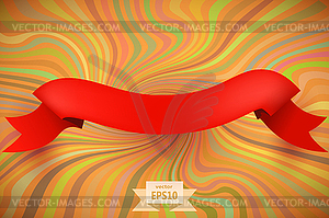 Color fantastic retro background with red ribbon. - vector image